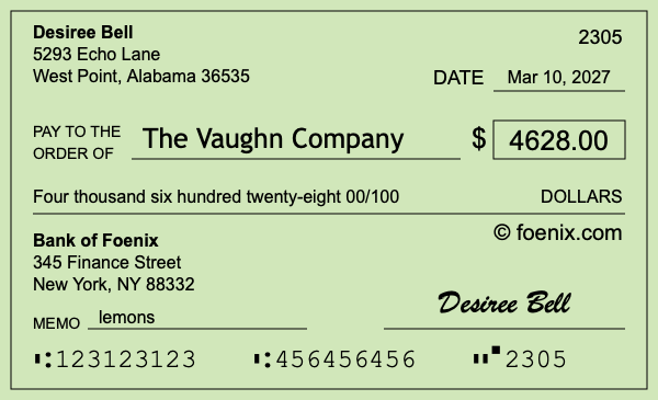 How to write a check for $4,628