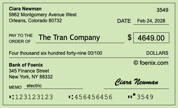 How to write a check for $4,649