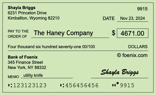 How to write a check for $4,671