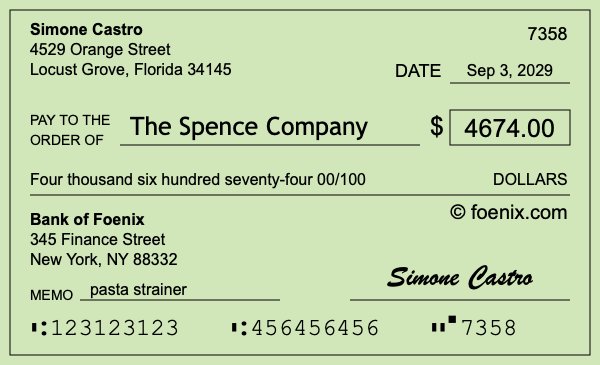 How to write a check for $4,674