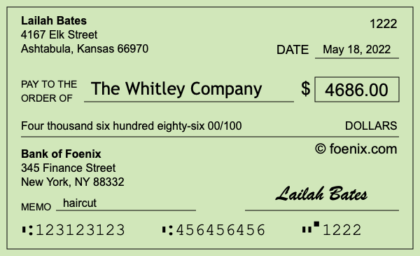 How to write a check for $4,686