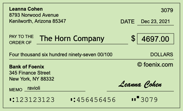 How to write a check for $4,697