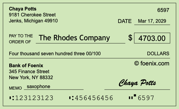 How to write a check for $4,703