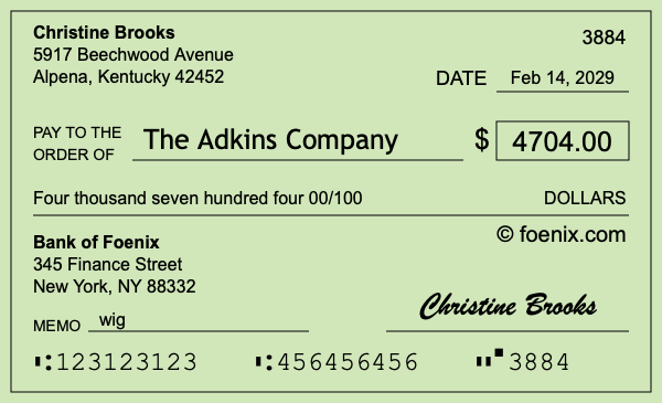 How to write a check for $4,704