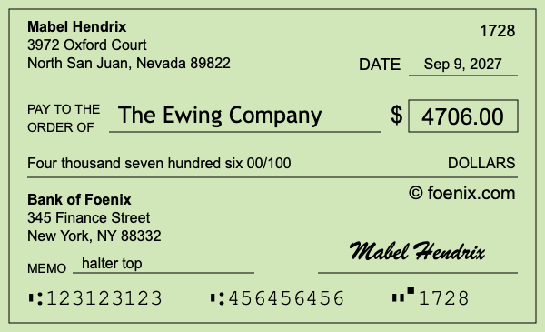 How to write a check for $4,706