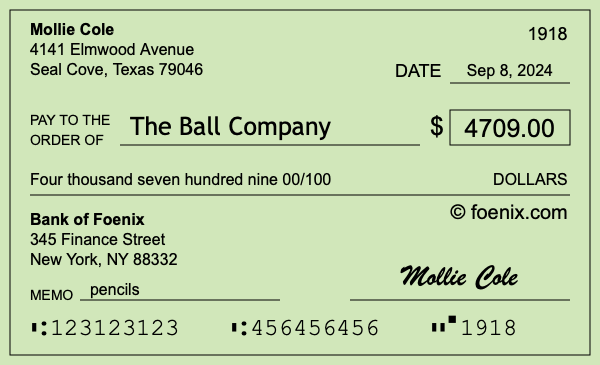 How to write a check for $4,709