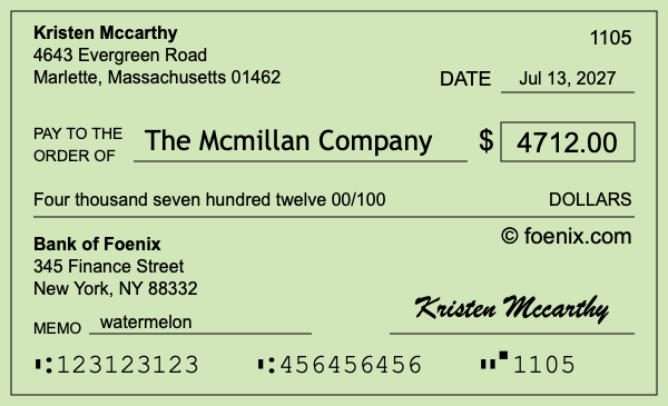 How to write a check for $4,712