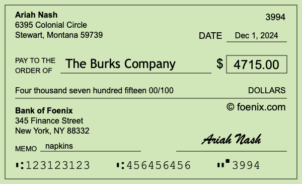 How to write a check for $4,715