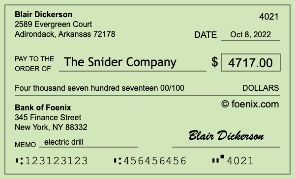 How to write a check for $4,717