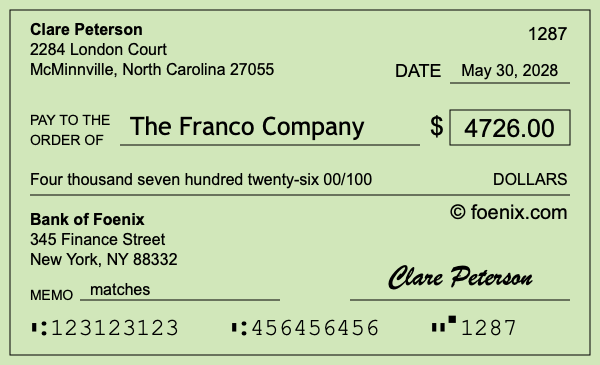 How to write a check for $4,726