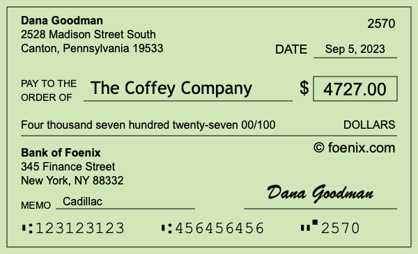 How to write a check for $4,727