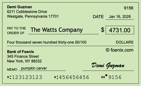 How to write a check for $4,731