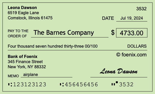 How to write a check for $4,733