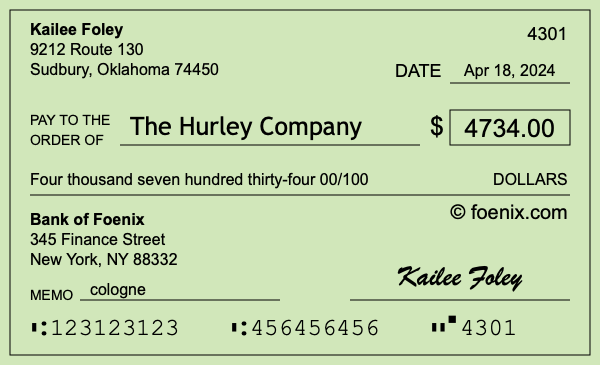 How to write a check for $4,734
