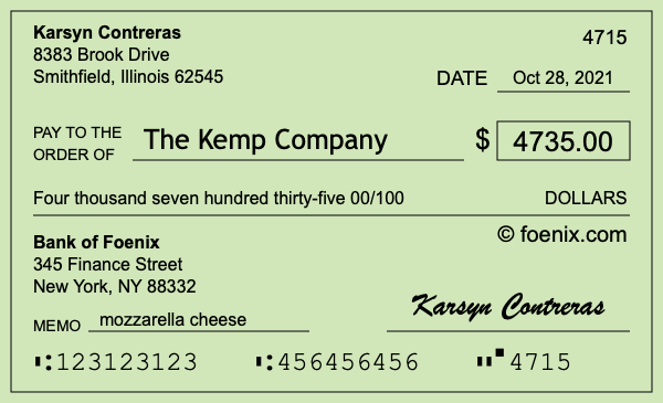 How to write a check for $4,735