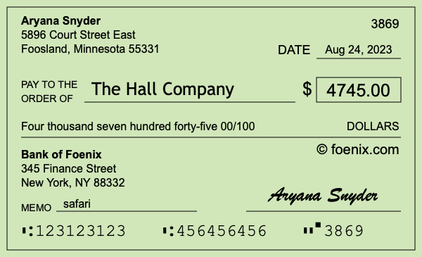 How to write a check for $4,745