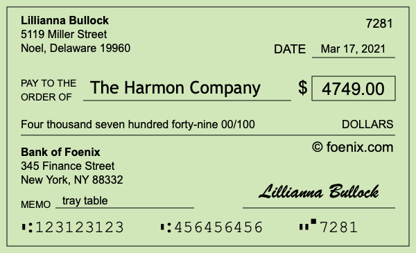 How to write a check for $4,749