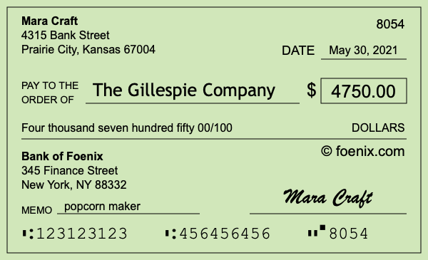 How to write a check for $4,750