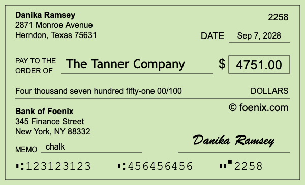 How to write a check for $4,751