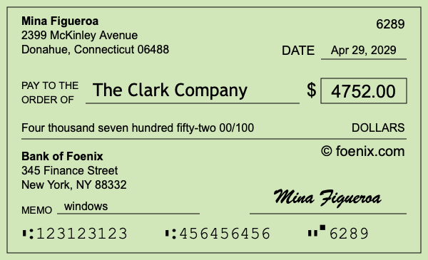 How to write a check for $4,752