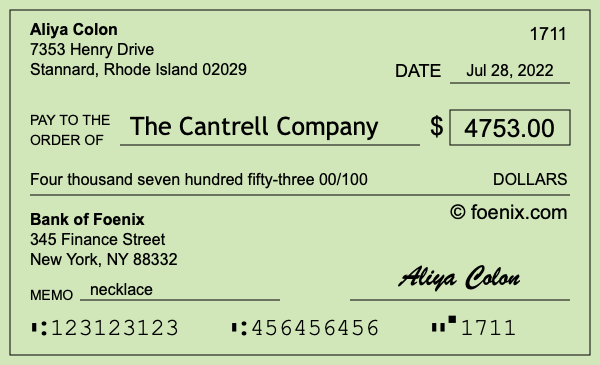 How to write a check for $4,753