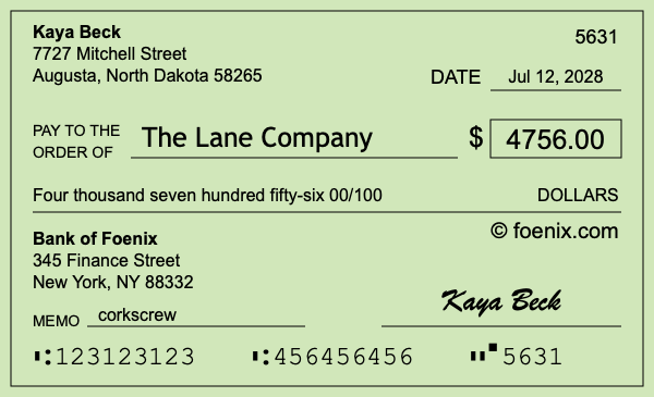 How to write a check for $4,756
