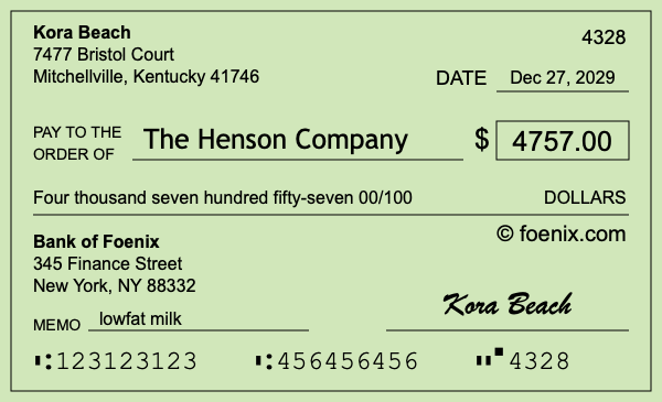 How to write a check for $4,757