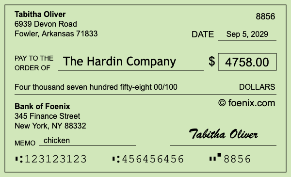 How to write a check for $4,758