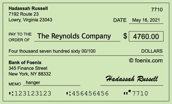 How to write a check for $4,760