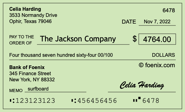How to write a check for $4,764