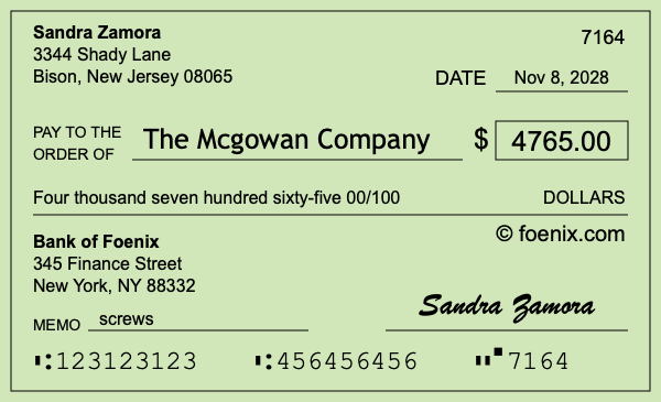 How to write a check for $4,765