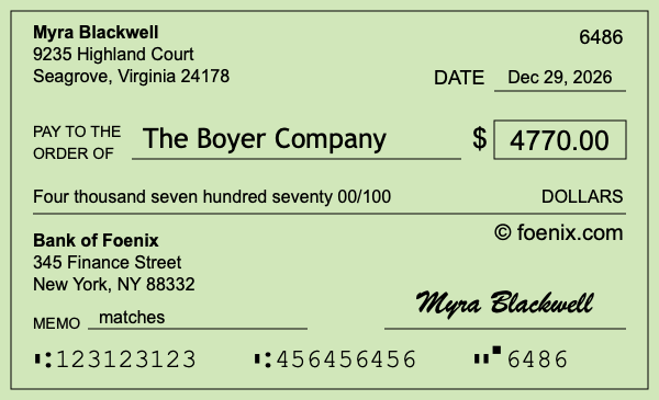 How to write a check for $4,770