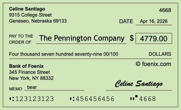 How to write a check for $4,779