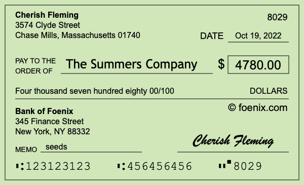 How to write a check for $4,780