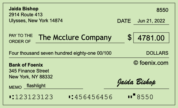How to write a check for $4,781