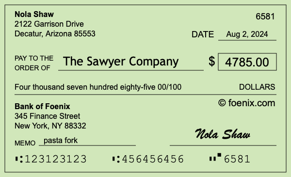 How to write a check for $4,785