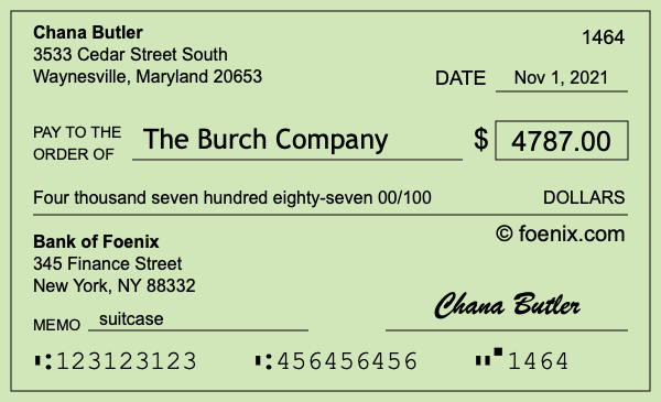 How to write a check for $4,787