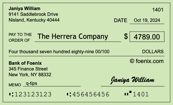 How to write a check for $4,789