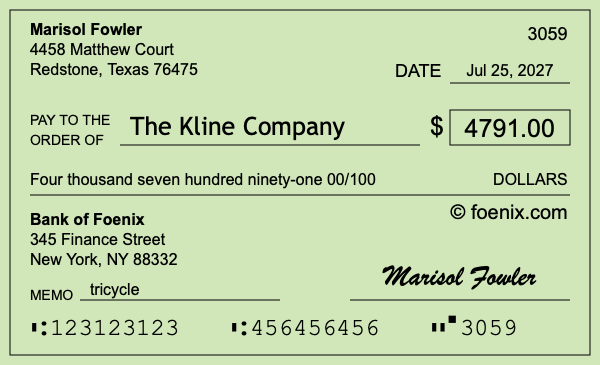 How to write a check for $4,791