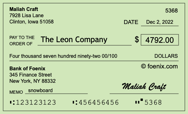 How to write a check for $4,792