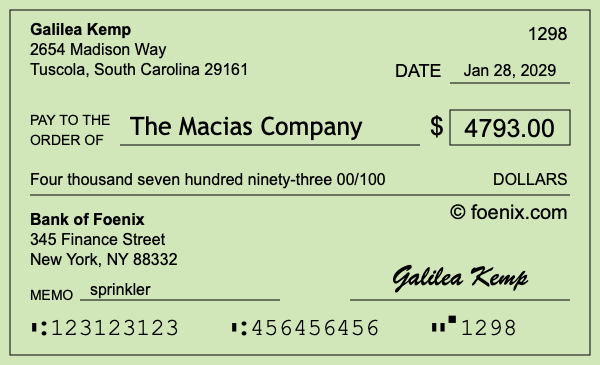How to write a check for $4,793