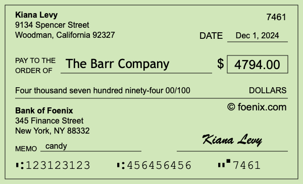 How to write a check for $4,794