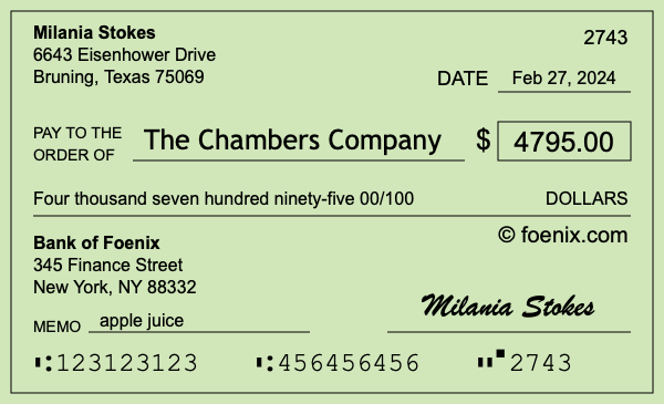How to write a check for $4,795