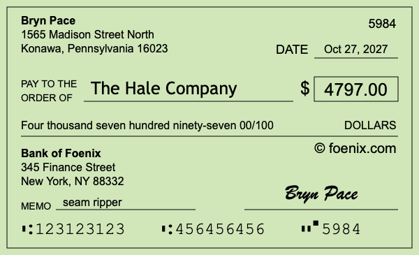 How to write a check for $4,797