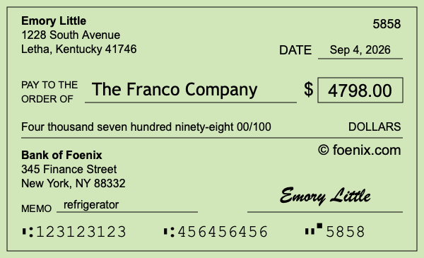 How to write a check for $4,798