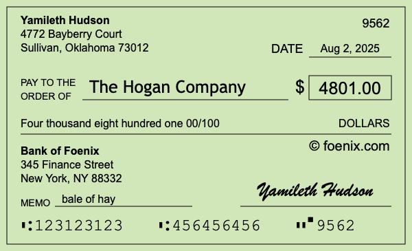How to write a check for $4,801