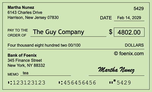 How to write a check for $4,802