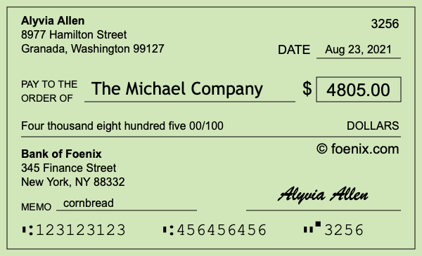 How to write a check for $4,805