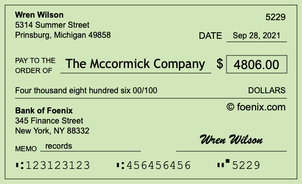 How to write a check for $4,806