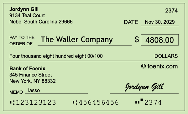 How to write a check for $4,808